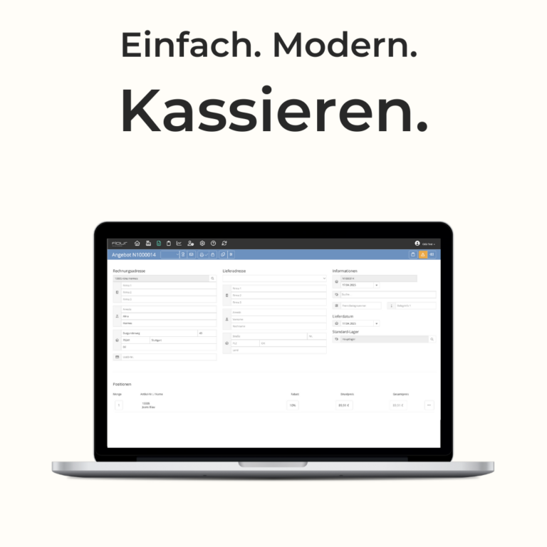 Einfach. Modern. Kassieren mit flour auf dem Laptop